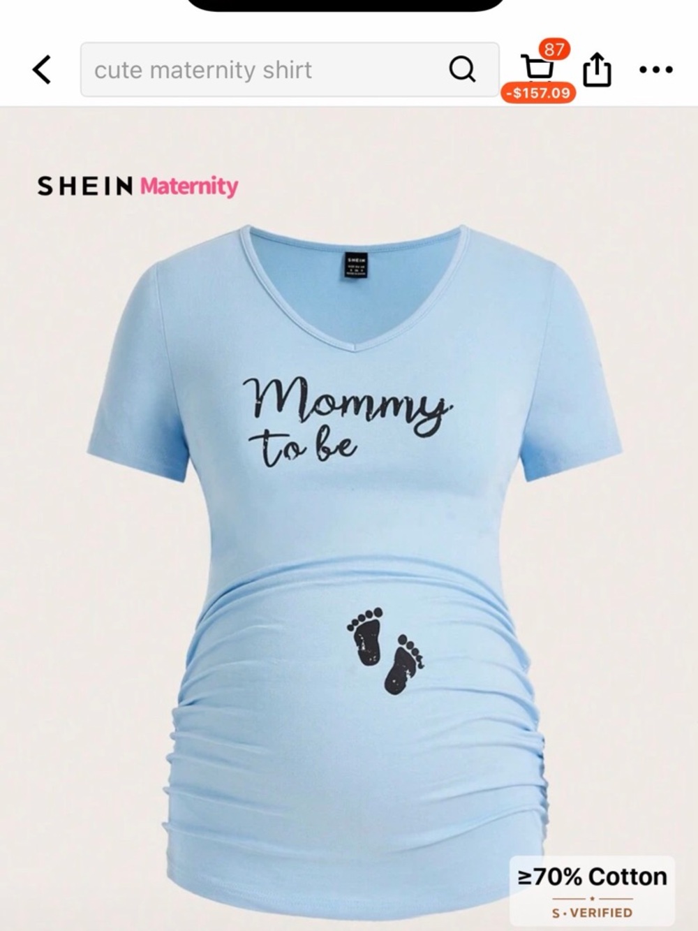 SHEIN Light Blue 'Mommy to Be' Maternity Tee